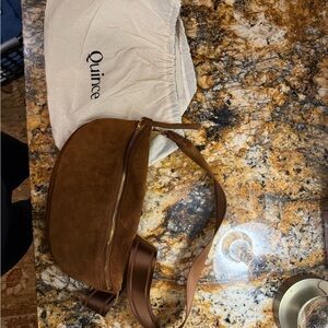 Quince Brown Suede Crossbody Belt Bag